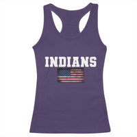 Classic Indians Racerback Tank Top Retro Varsity Vintage Team Name USA Flag - Wonder Print Shop
