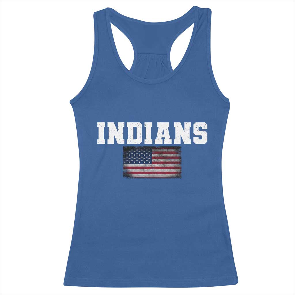 Classic Indians Racerback Tank Top Retro Varsity Vintage Team Name USA Flag - Wonder Print Shop