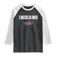 Classic Indians Raglan Shirt Retro Varsity Vintage Team Name USA Flag - Wonder Print Shop