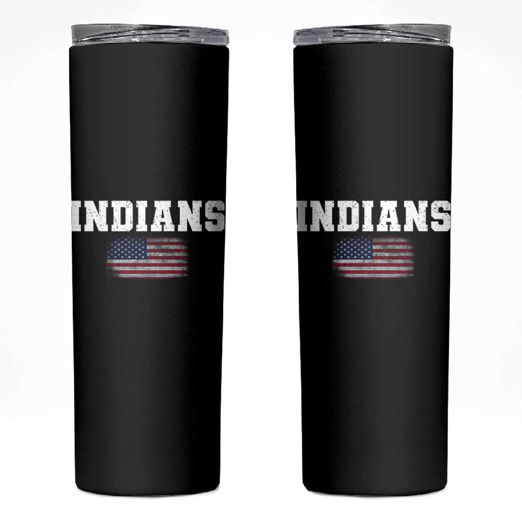 Classic Indians Skinny Tumbler Retro Varsity Vintage Sports Team Name USA Flag - Wonder Print Shop