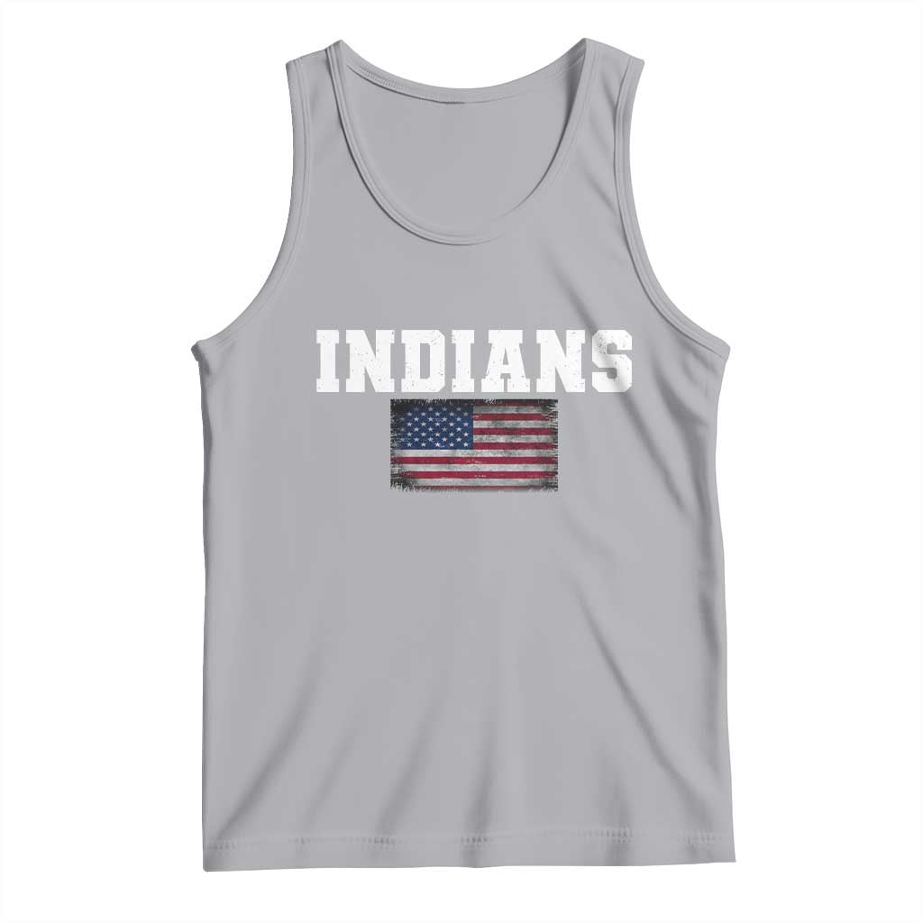 Classic Indians Tank Top Retro Varsity Vintage Sports Team Name USA Flag - Wonder Print Shop