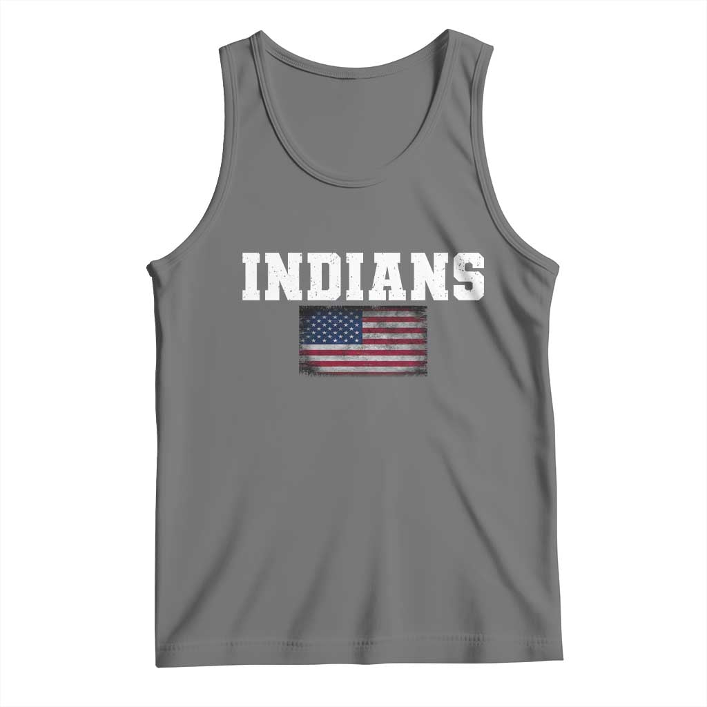 Classic Indians Tank Top Retro Varsity Vintage Sports Team Name USA Flag - Wonder Print Shop