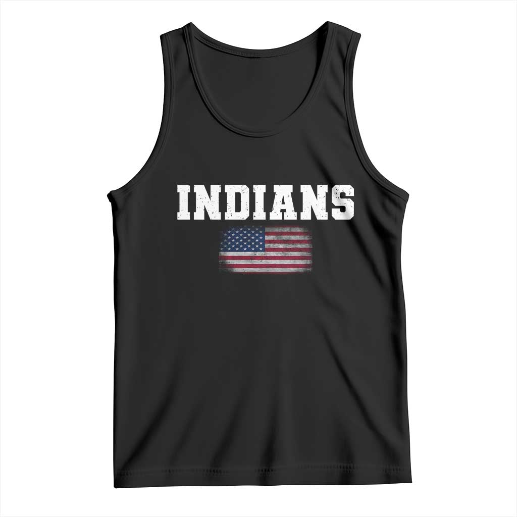 Classic Indians Tank Top Retro Varsity Vintage Sports Team Name USA Flag - Wonder Print Shop