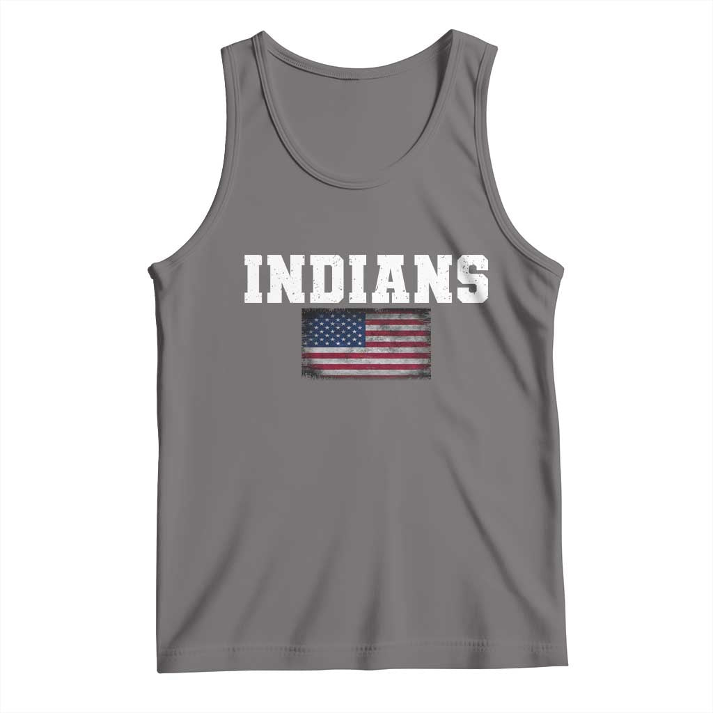 Classic Indians Tank Top Retro Varsity Vintage Sports Team Name USA Flag - Wonder Print Shop
