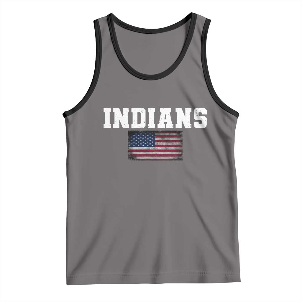 Classic Indians Tank Top Retro Varsity Vintage Sports Team Name USA Flag - Wonder Print Shop