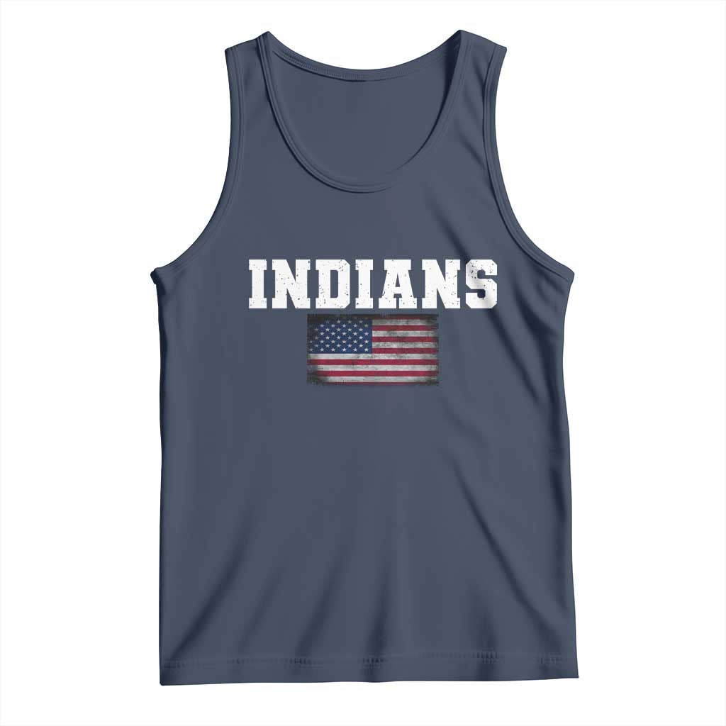 Classic Indians Tank Top Retro Varsity Vintage Sports Team Name USA Flag - Wonder Print Shop