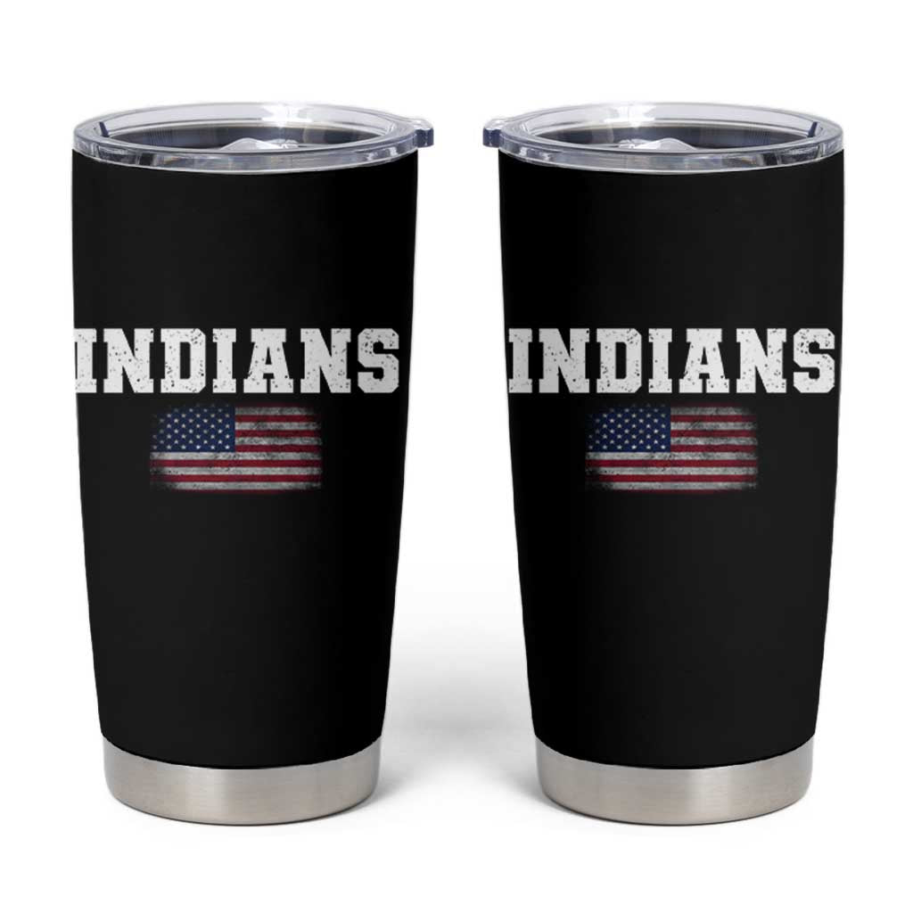 Classic Indians Tumbler Cup Retro Varsity Vintage Sports Team Name USA Flag - Wonder Print Shop