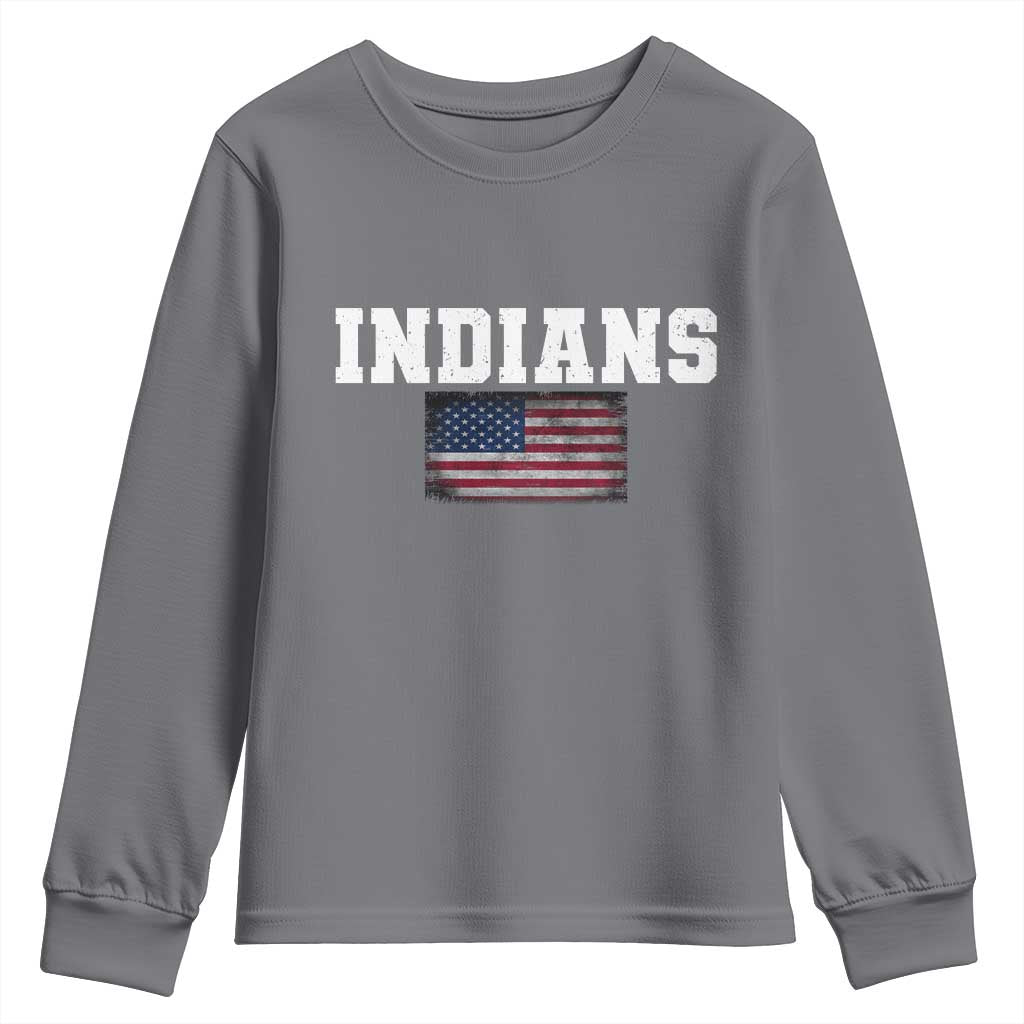 Classic Indians Youth Sweatshirt Retro Varsity Vintage Team Name USA Flag - Wonder Print Shop