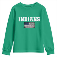 Classic Indians Youth Sweatshirt Retro Varsity Vintage Team Name USA Flag - Wonder Print Shop
