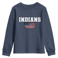 Classic Indians Youth Sweatshirt Retro Varsity Vintage Team Name USA Flag - Wonder Print Shop