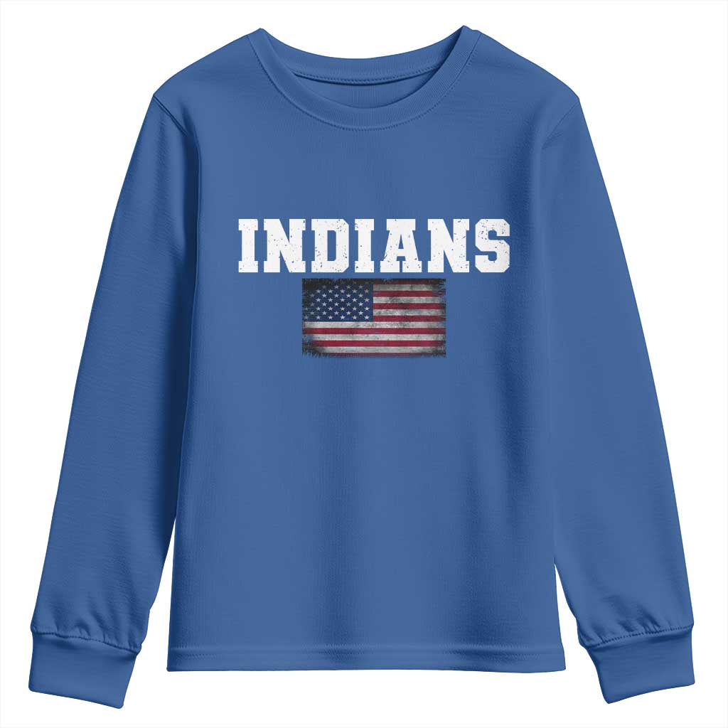 Classic Indians Youth Sweatshirt Retro Varsity Vintage Team Name USA Flag - Wonder Print Shop