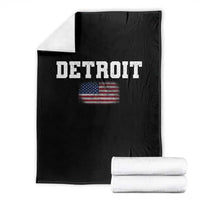 Classic Detroit Throw Blanket Retro Varsity Vintage Sports Team Name USA Flag - Wonder Print Shop