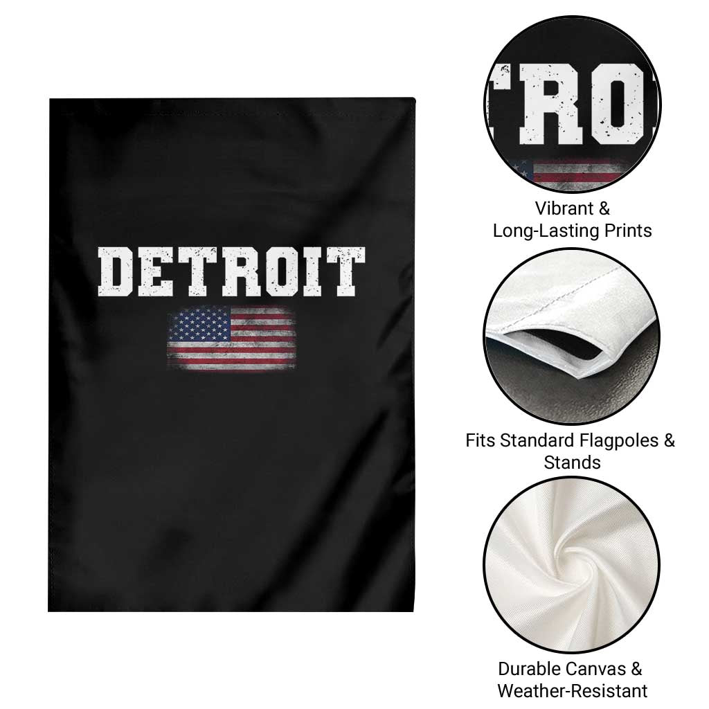 Classic Detroit Garden Flag Retro Varsity Vintage Sports Team Name USA Flag - Wonder Print Shop