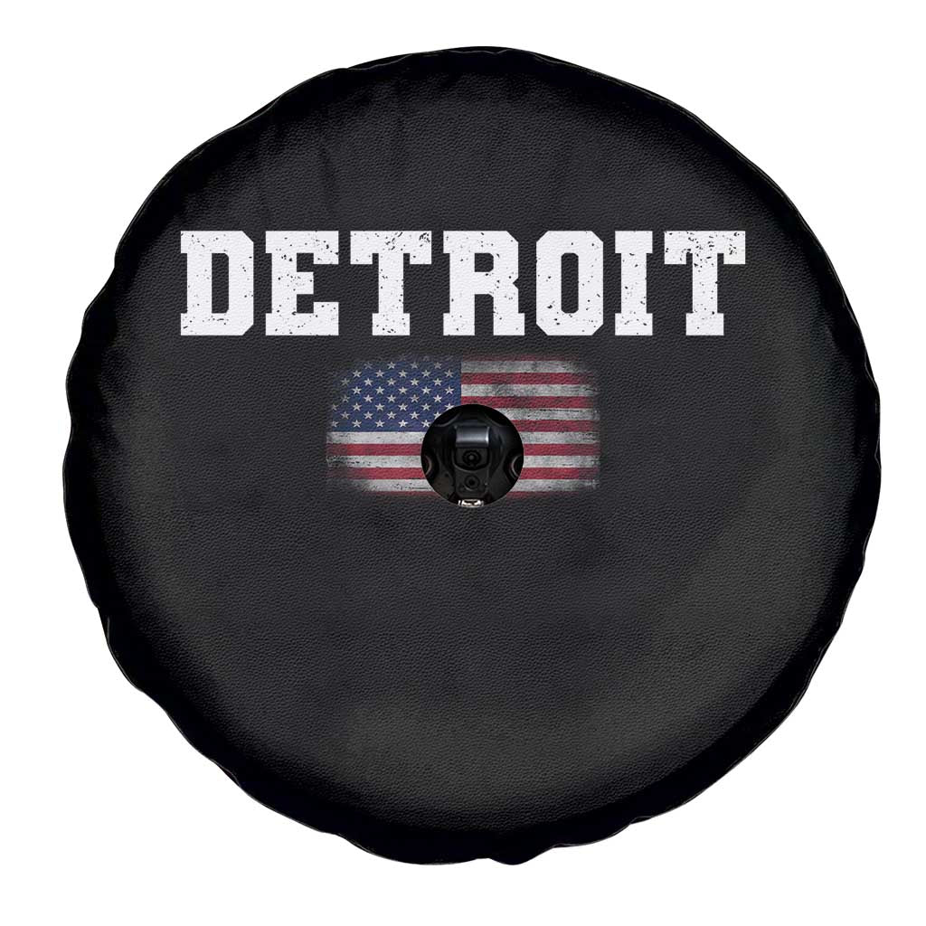 Classic Detroit Spare Tire Cover Retro Varsity Vintage Sports Team Name USA Flag - Wonder Print Shop