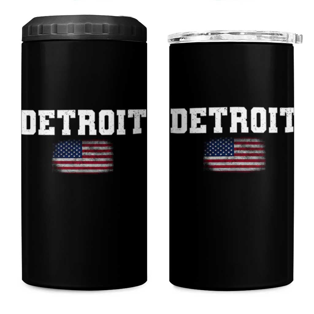 Classic Detroit 4 in 1 Can Cooler Tumbler Retro Varsity Vintage Sports Team Name USA Flag - Wonder Print Shop
