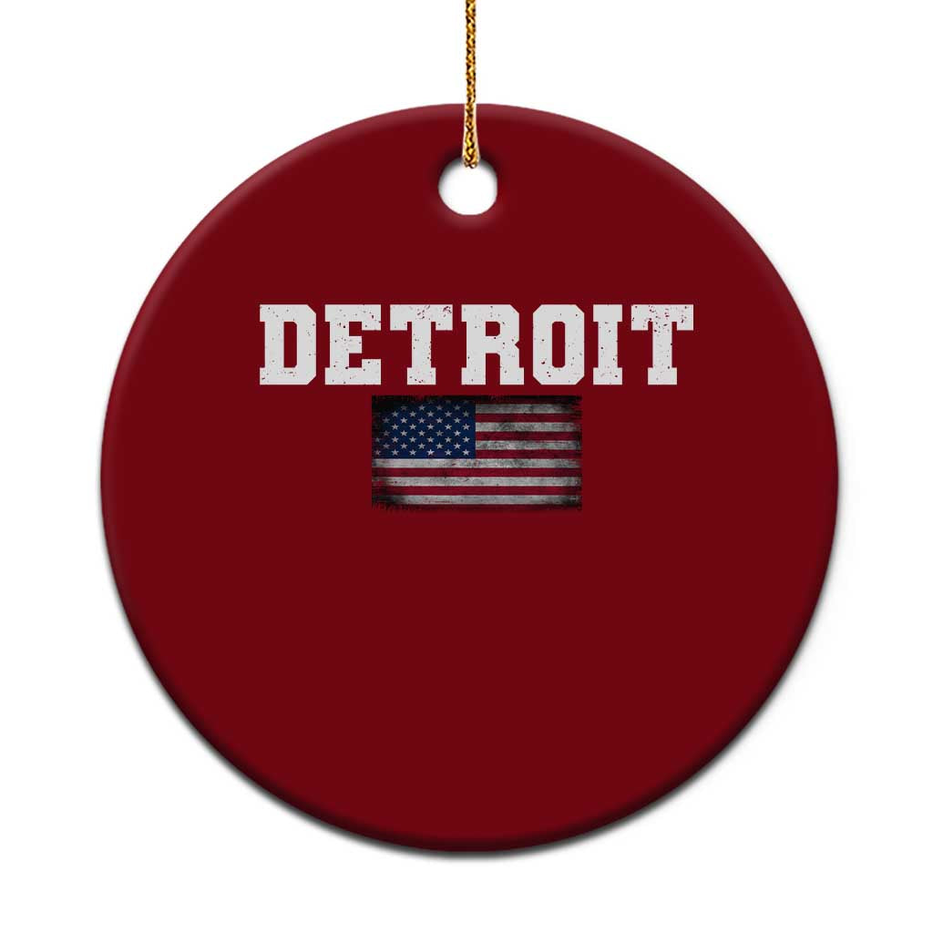 Classic Detroit Ceramic Ornament Retro Varsity Vintage Sports Team Name USA Flag - Wonder Print Shop
