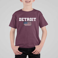 Classic Detroit T Shirt For Kid Retro Varsity Vintage Sports Team Name USA Flag - Wonder Print Shop