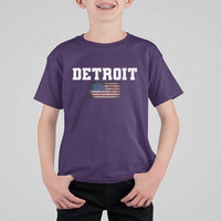 Classic Detroit T Shirt For Kid Retro Varsity Vintage Sports Team Name USA Flag - Wonder Print Shop