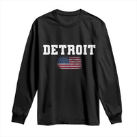 Classic Detroit Long Sleeve Shirt Retro Varsity Vintage Team Name USA Flag - Wonder Print Shop
