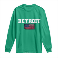 Classic Detroit Long Sleeve Shirt Retro Varsity Vintage Team Name USA Flag - Wonder Print Shop