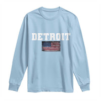 Classic Detroit Long Sleeve Shirt Retro Varsity Vintage Team Name USA Flag - Wonder Print Shop