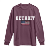 Classic Detroit Long Sleeve Shirt Retro Varsity Vintage Team Name USA Flag - Wonder Print Shop