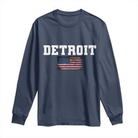 Classic Detroit Long Sleeve Shirt Retro Varsity Vintage Team Name USA Flag - Wonder Print Shop