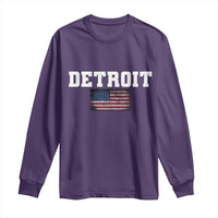 Classic Detroit Long Sleeve Shirt Retro Varsity Vintage Team Name USA Flag - Wonder Print Shop