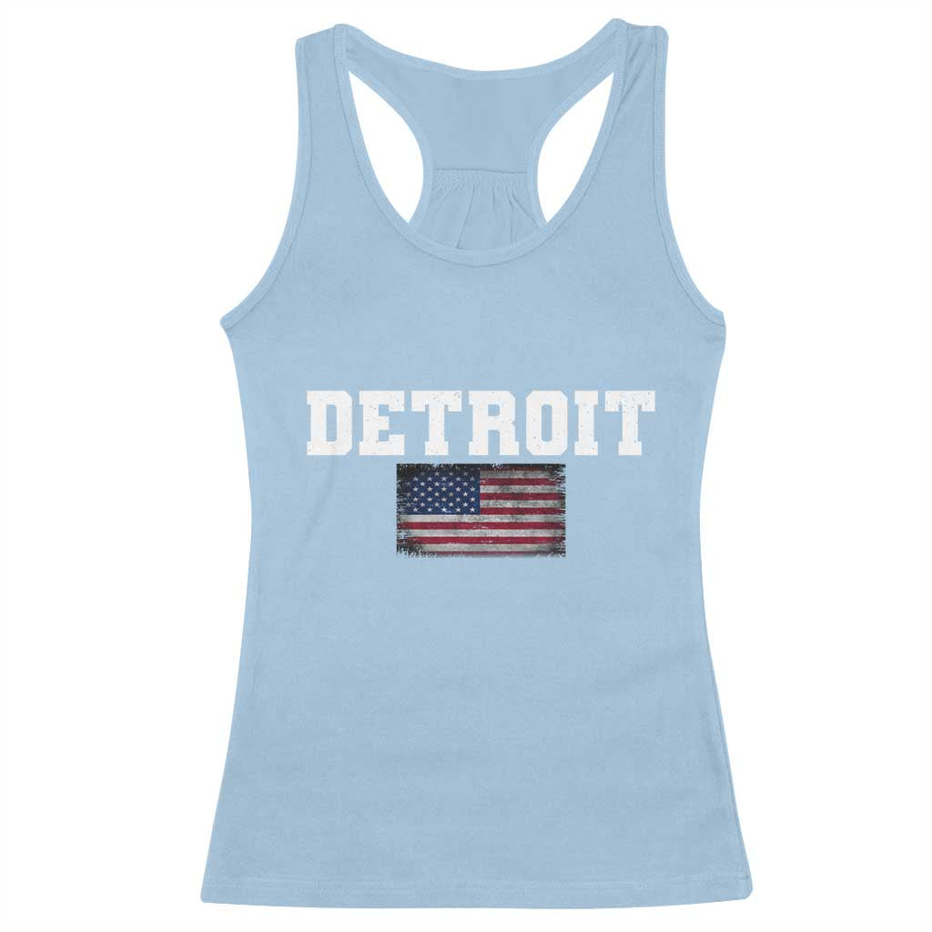 Classic Detroit Racerback Tank Top Retro Varsity Vintage Team Name USA Flag - Wonder Print Shop