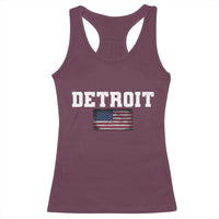 Classic Detroit Racerback Tank Top Retro Varsity Vintage Team Name USA Flag - Wonder Print Shop