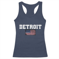 Classic Detroit Racerback Tank Top Retro Varsity Vintage Team Name USA Flag - Wonder Print Shop