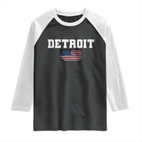 Classic Detroit Raglan Shirt Retro Varsity Vintage Team Name USA Flag - Wonder Print Shop