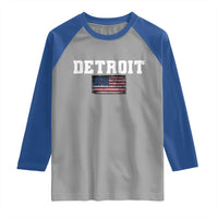 Classic Detroit Raglan Shirt Retro Varsity Vintage Team Name USA Flag - Wonder Print Shop