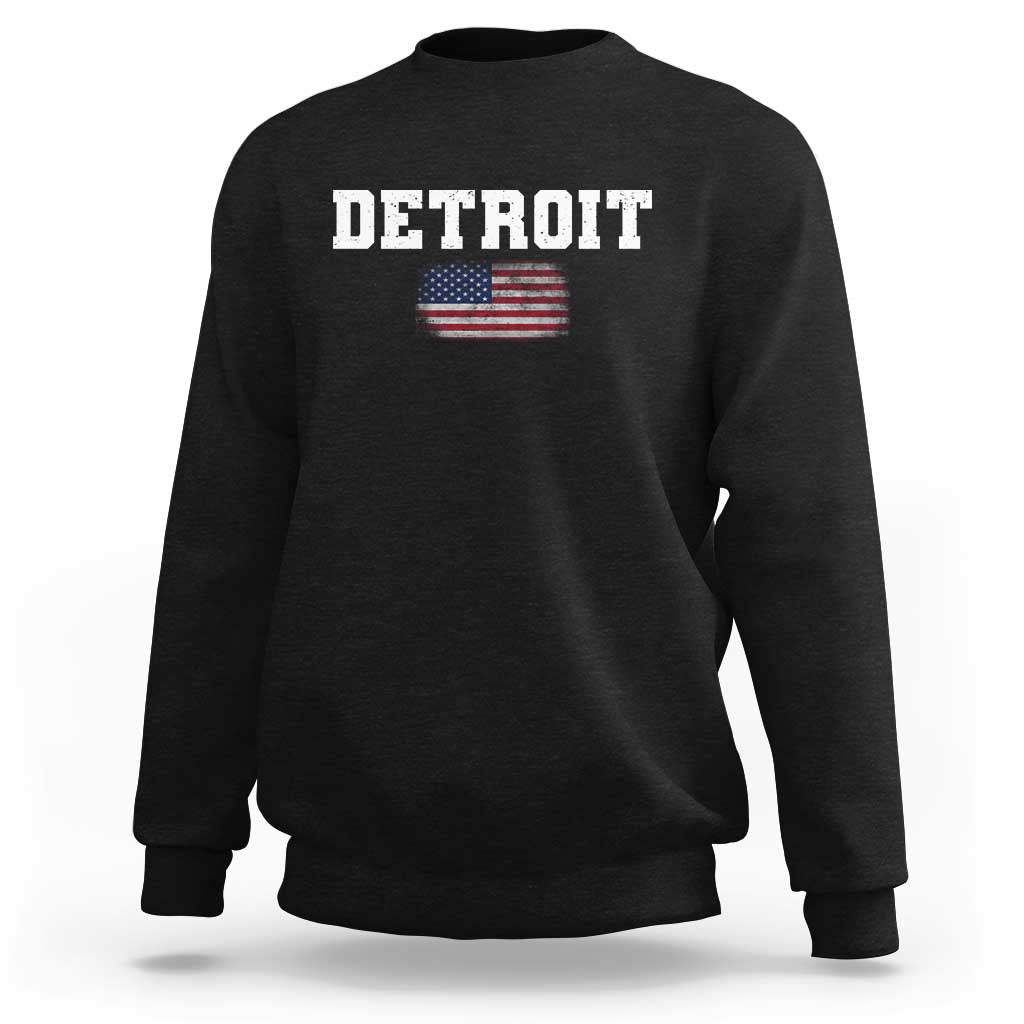 Classic Detroit Sweatshirt Retro Varsity Vintage Sports Team Name USA Flag - Wonder Print Shop
