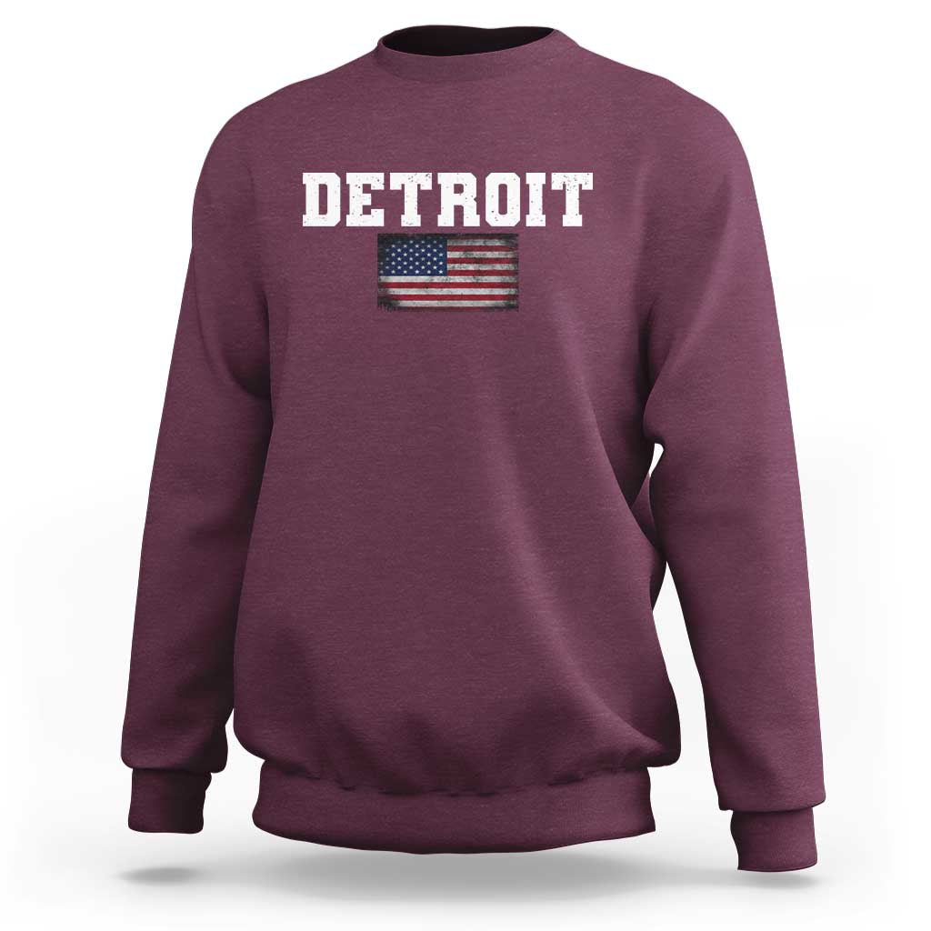 Classic Detroit Sweatshirt Retro Varsity Vintage Sports Team Name USA Flag - Wonder Print Shop
