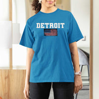 Classic Detroit T Shirt For Women Retro Varsity Vintage Sports Team Name USA Flag - Wonder Print Shop