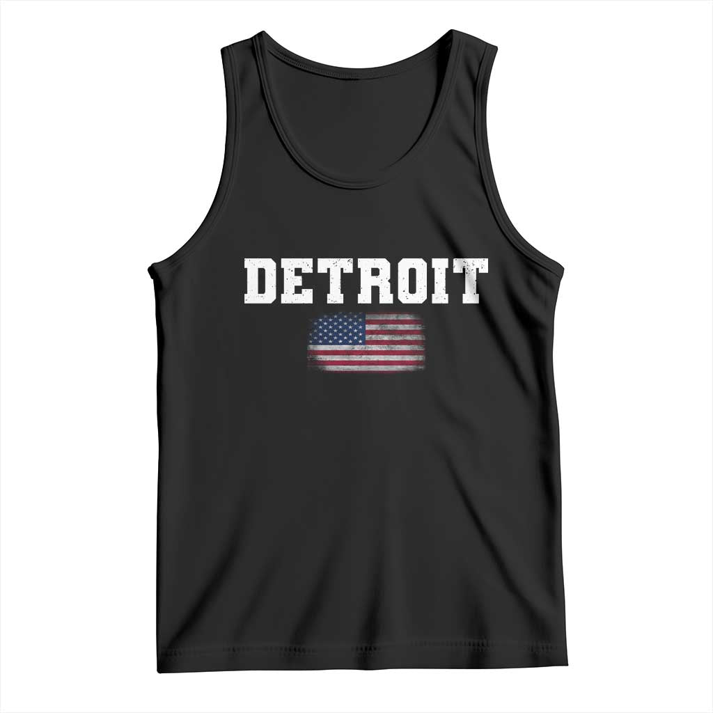Classic Detroit Tank Top Retro Varsity Vintage Sports Team Name USA Flag - Wonder Print Shop