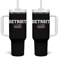Classic Detroit Tumbler With Handle Retro Varsity Vintage Sports Team Name USA Flag - Wonder Print Shop