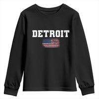Classic Detroit Youth Sweatshirt Retro Varsity Vintage Team Name USA Flag - Wonder Print Shop