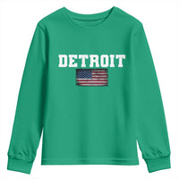 Classic Detroit Youth Sweatshirt Retro Varsity Vintage Team Name USA Flag - Wonder Print Shop