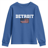 Classic Detroit Youth Sweatshirt Retro Varsity Vintage Team Name USA Flag - Wonder Print Shop