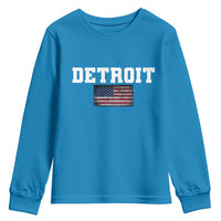 Classic Detroit Youth Sweatshirt Retro Varsity Vintage Team Name USA Flag - Wonder Print Shop