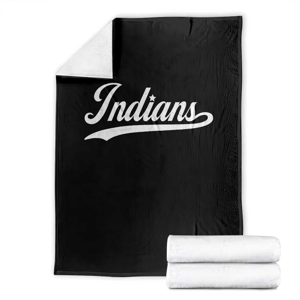 Retro Script Indians Throw Blanket Vintage Sports Team Name - Wonder Print Shop