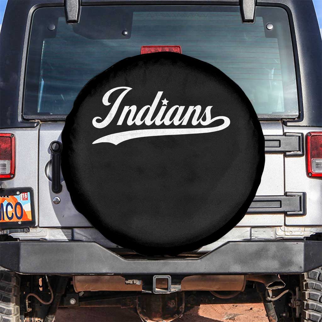 Retro Script Indians Spare Tire Cover Vintage Sports Team Name - Wonder Print Shop