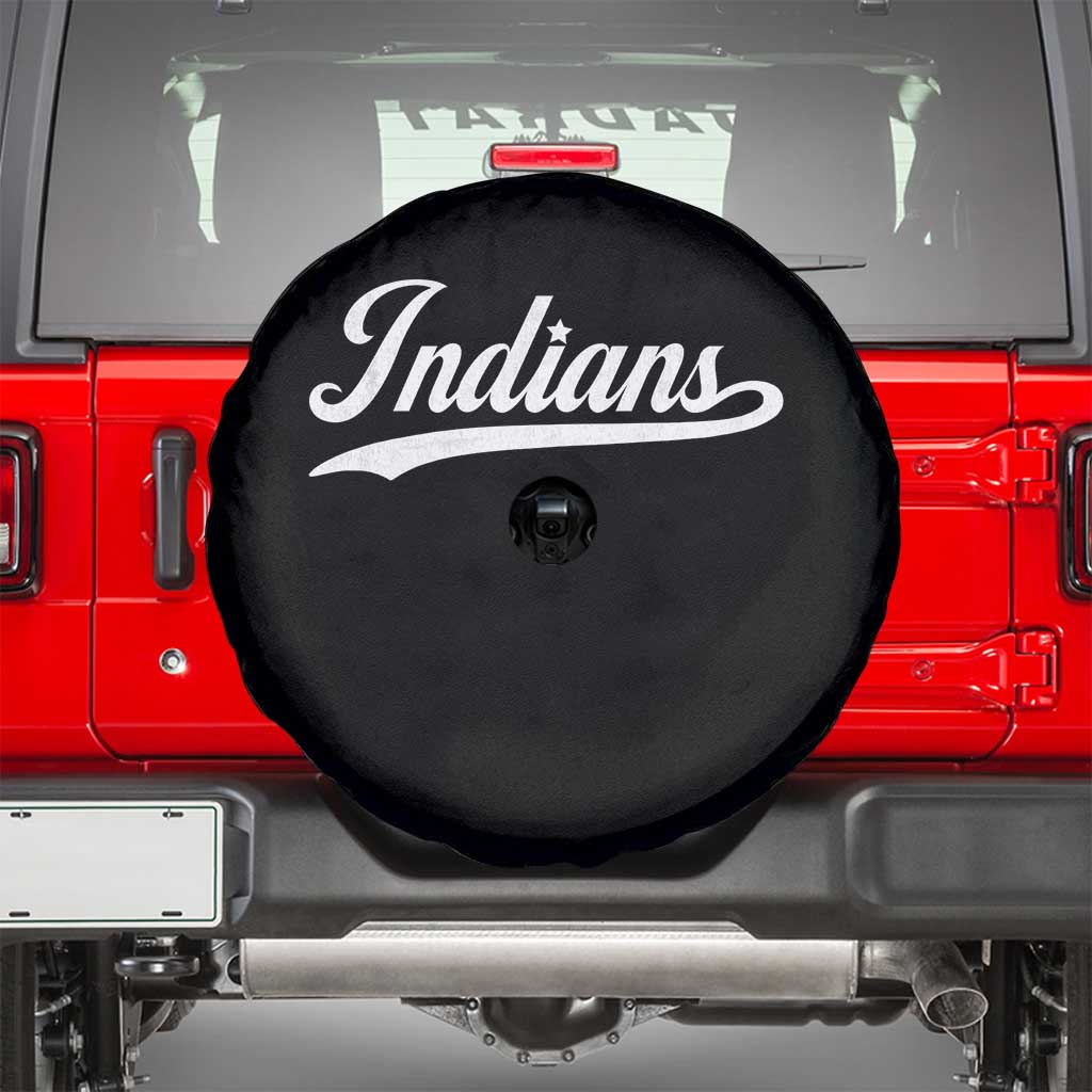 Retro Script Indians Spare Tire Cover Vintage Sports Team Name - Wonder Print Shop
