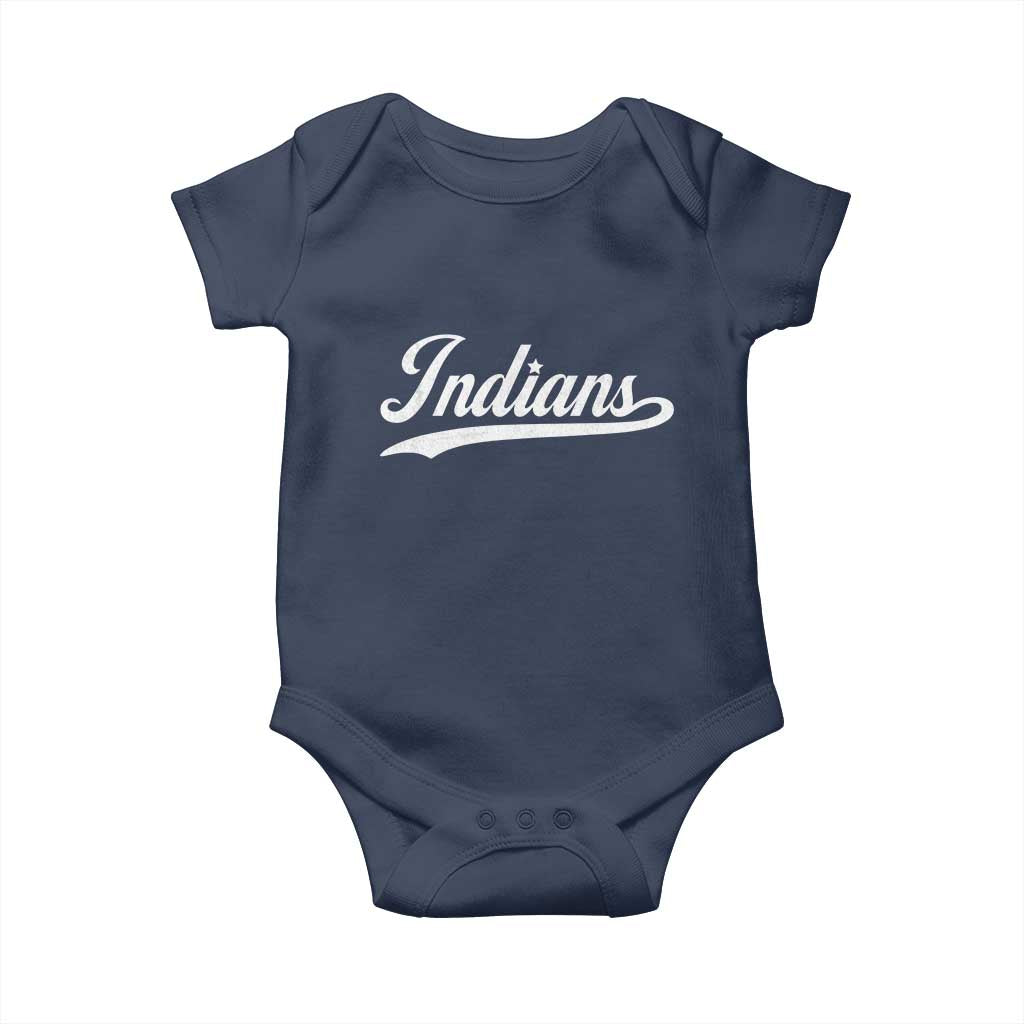Retro Script Indians Baby Onesie Vintage Team Name - Wonder Print Shop