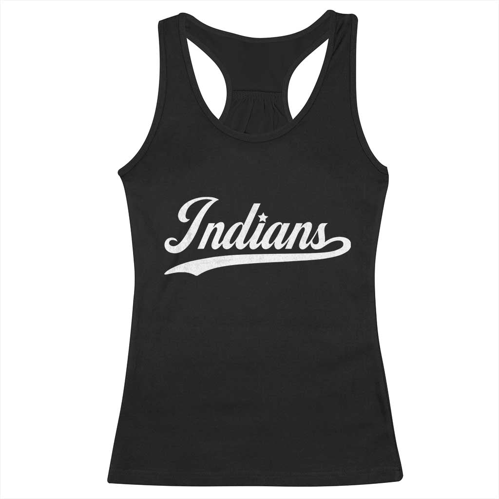 Retro Script Indians Racerback Tank Top Vintage Team Name - Wonder Print Shop