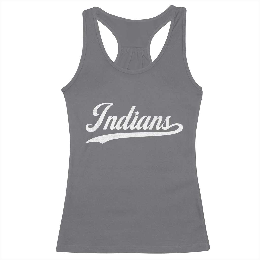 Retro Script Indians Racerback Tank Top Vintage Team Name - Wonder Print Shop