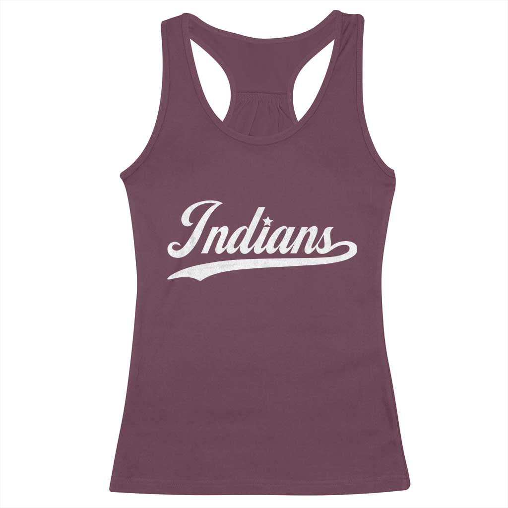 Retro Script Indians Racerback Tank Top Vintage Team Name - Wonder Print Shop