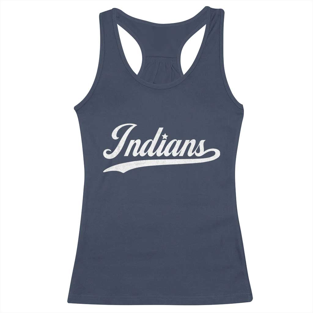 Retro Script Indians Racerback Tank Top Vintage Team Name - Wonder Print Shop